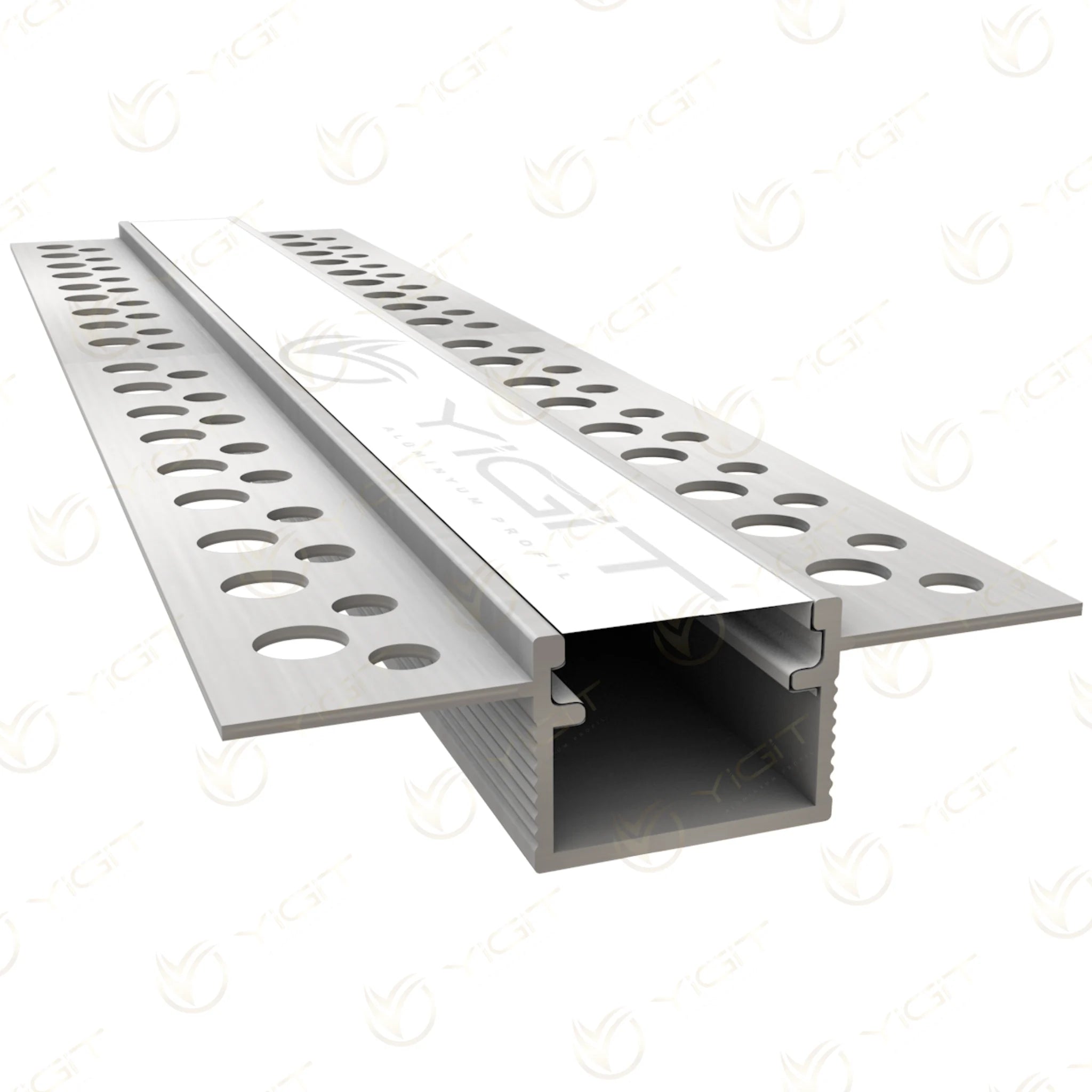 Y6131 Trimless LED profilinin delikli montaj kanatları ve orta kanalı.