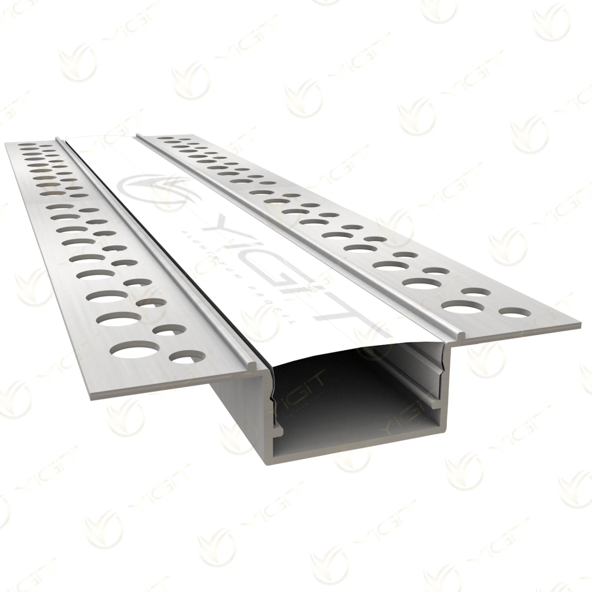 Y6310 Trimless LED profilinin delikli montaj kanatları ve orta kanalı.