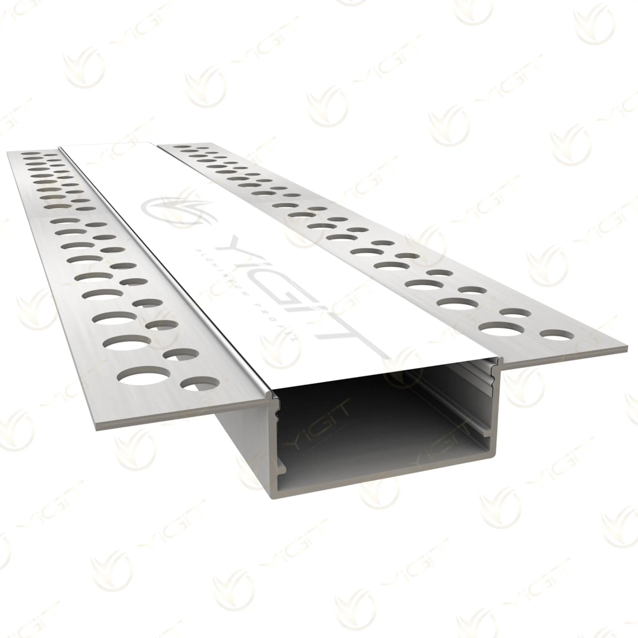 Y6211 Trimless LED profilinin delikli montaj kanatları ve orta kanalı.