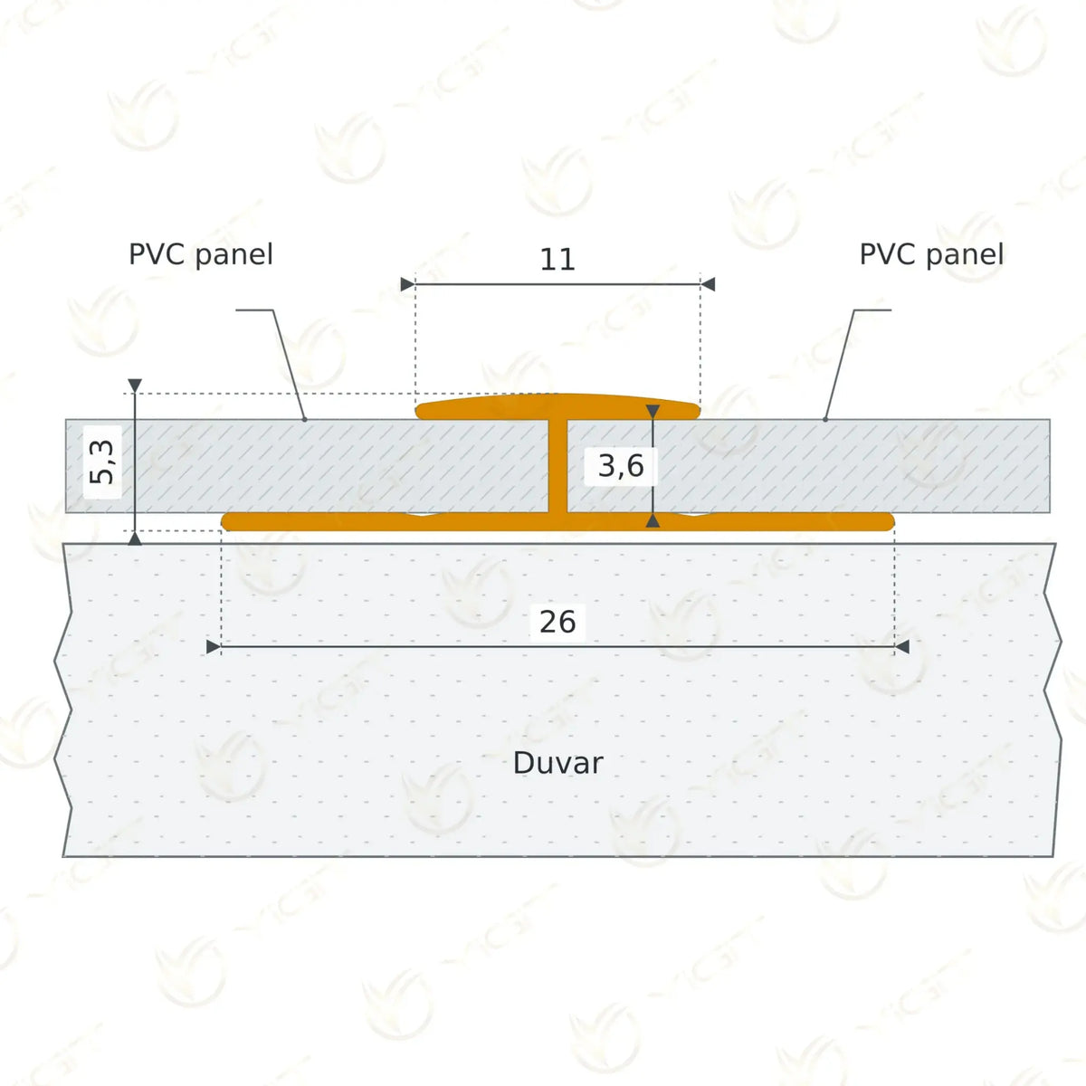 4MM H Birleşim Profili (PVC Panel) Yiğit Alüminyum