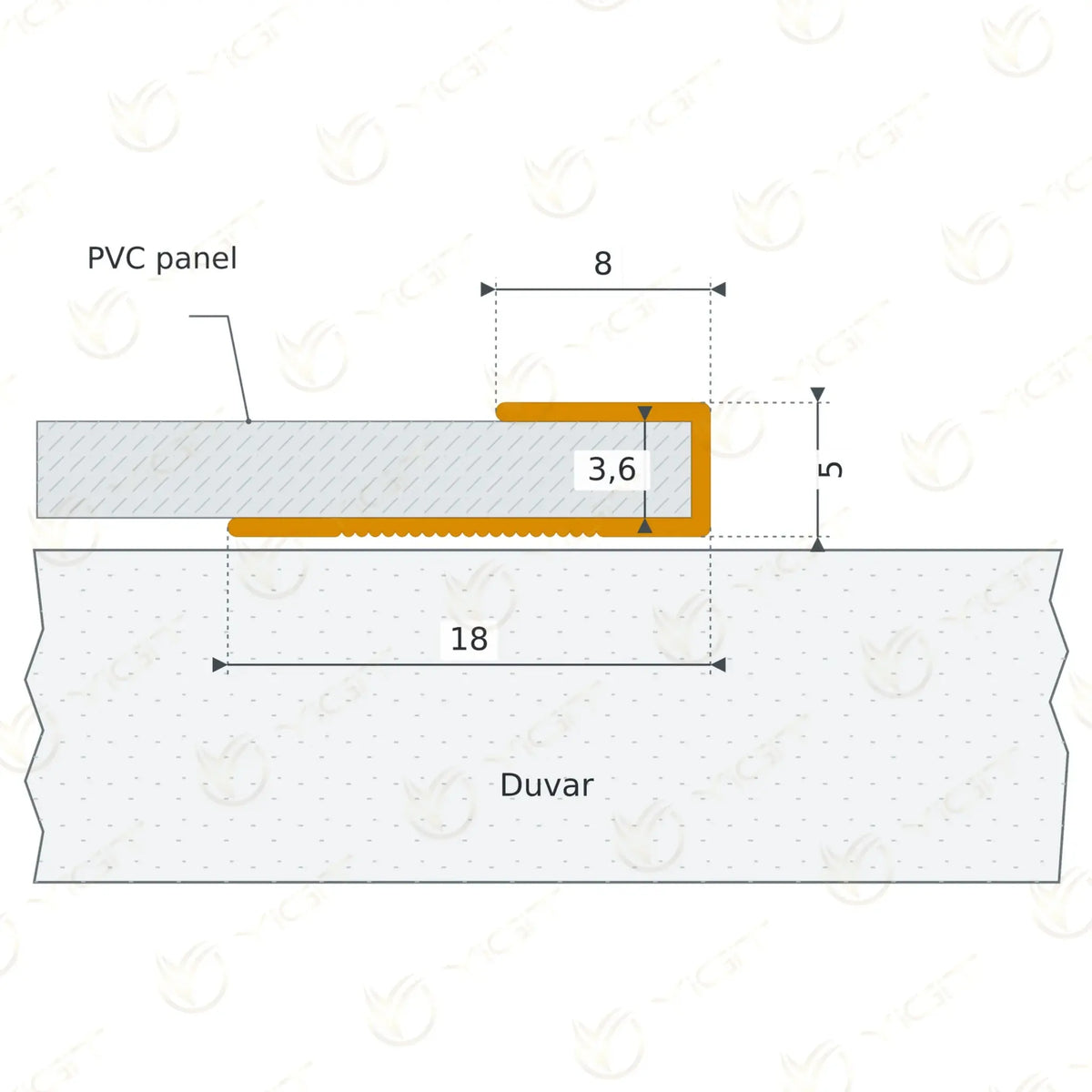 4MM U Bitim Profili (PVC Panel) Yiğit Alüminyum