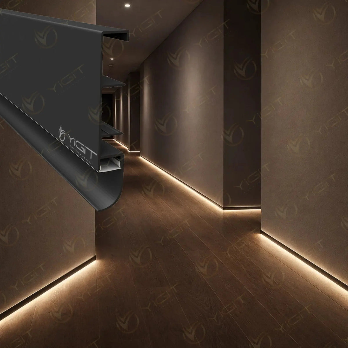 Altı Oval LED'li Süpürgelik Profili Yiğit Alüminyum