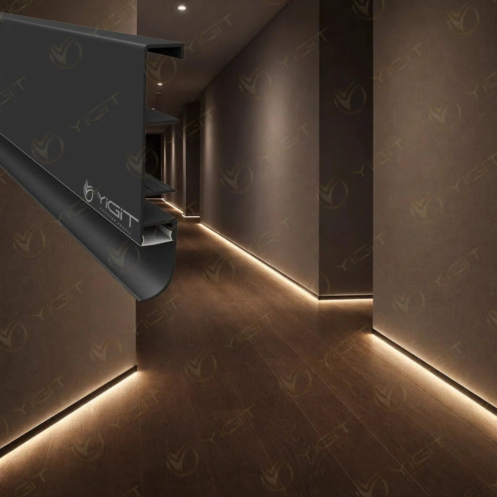 Altı Oval LED'li Süpürgelik Profili Yiğit Alüminyum