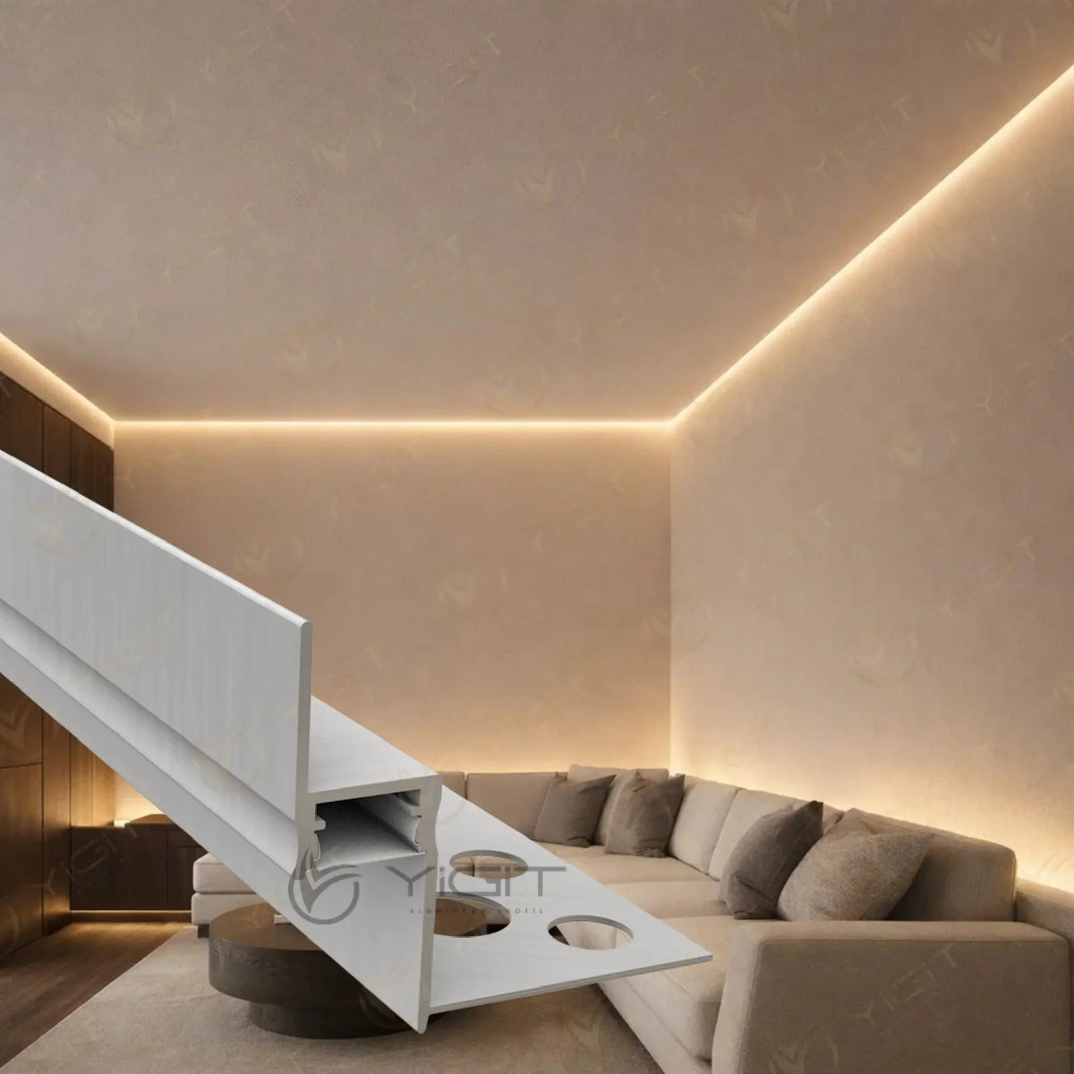 Y6244 Alçıpan Gizli Köşe LED Profili (45×20) Yiğit Alüminyum