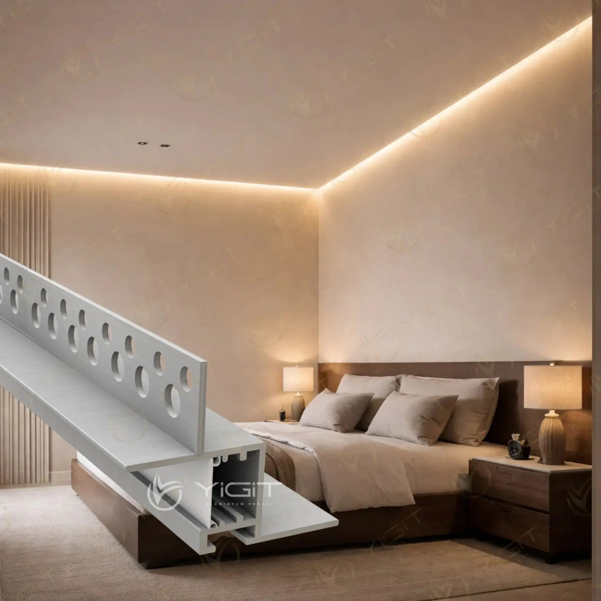 Y6249 Alçıpan Gizli Köşe LED Profili (17×10) Yiğit Alüminyum