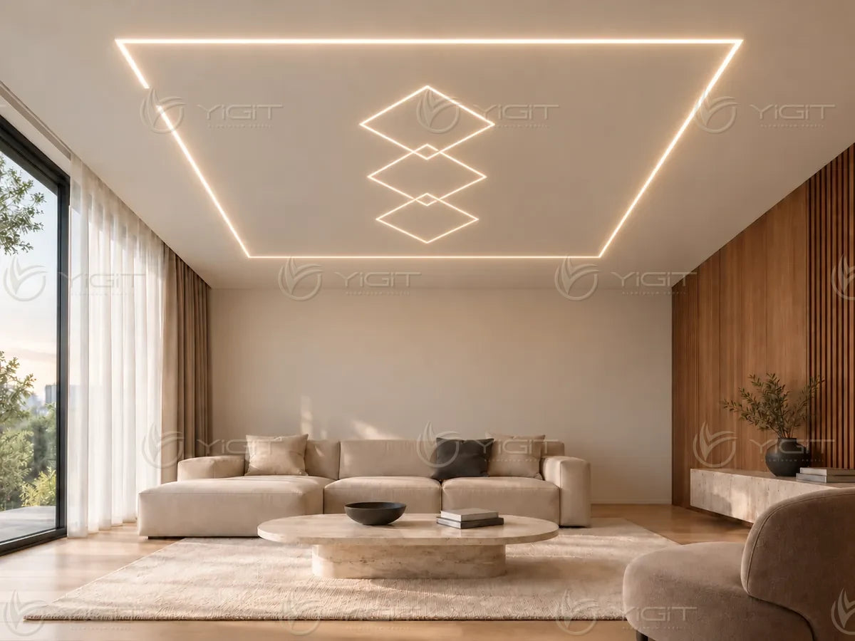 Alçıpan tavanda Trimless LED yerleşimi — uygulama fikri 16.