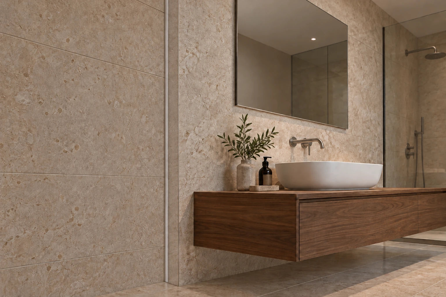 Y7055 banyo uygulaması, kenar ışığı kapalı.