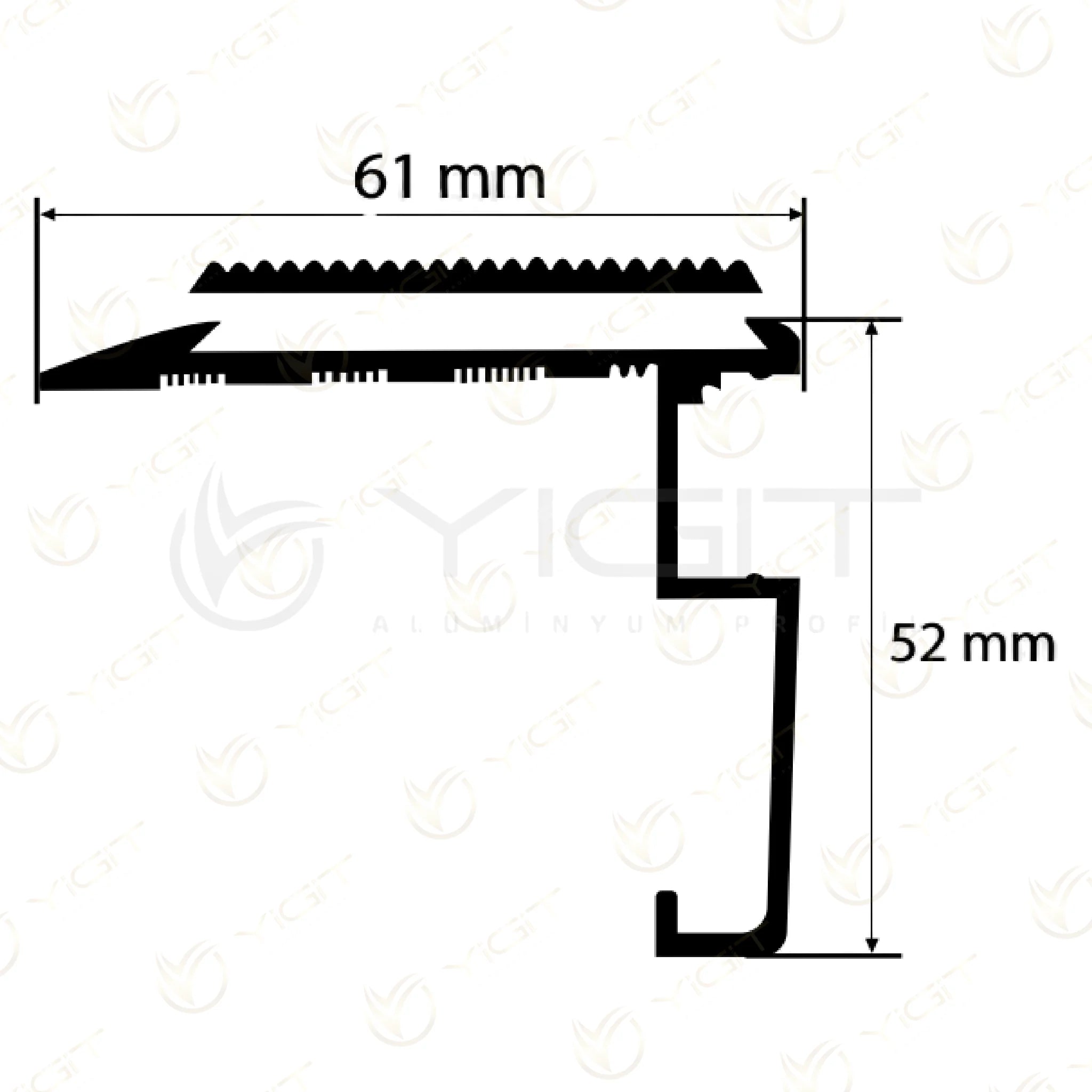 Y6314 · 61 mm genişlik ve 52 mm yükseklik gösteren özgün çizim.