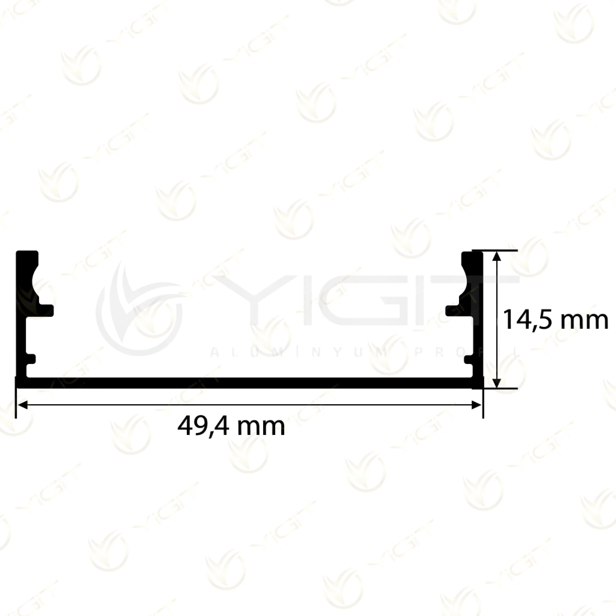 Y6229 · Özgün teknik çizim: 49,4 × 14,5 mm dış kesit.