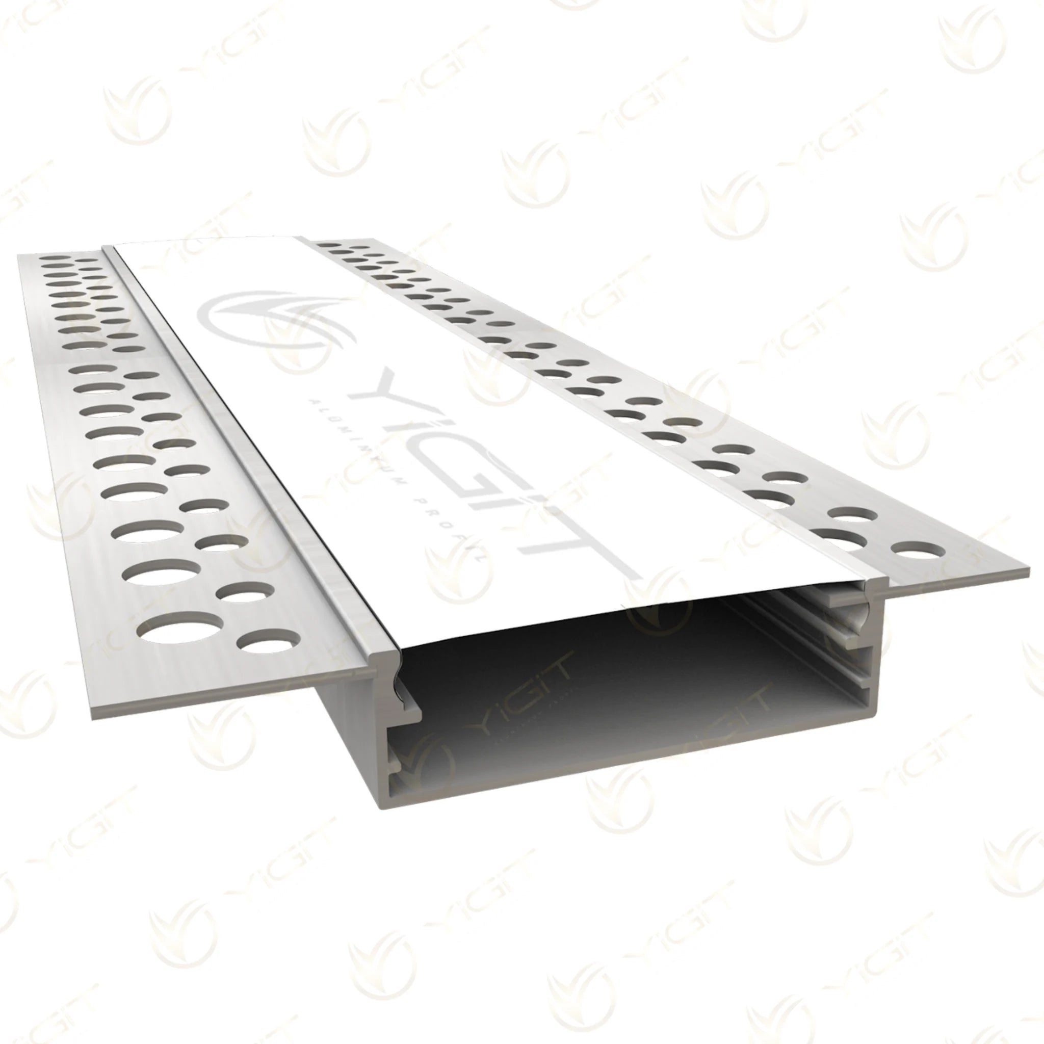 Y6280 Trimless LED profilinin delikli montaj kanatları ve orta kanalı.