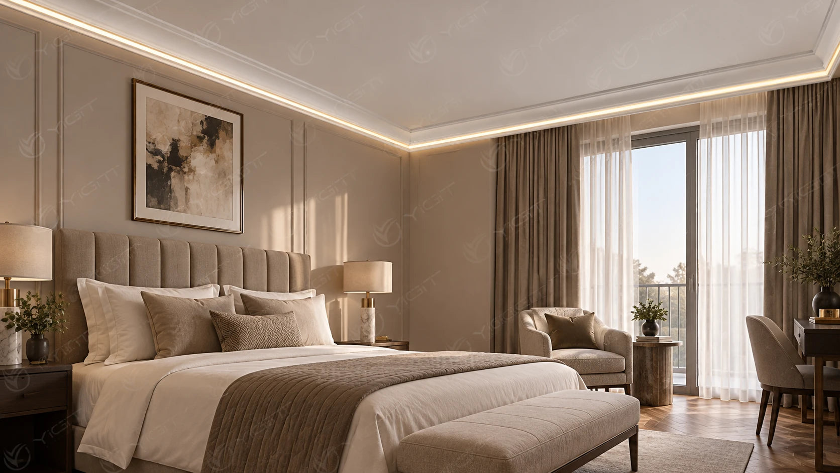 OTEL: DEKORATİF BÜTÜNLÜK — kartonpiyer LED aydınlatması.
