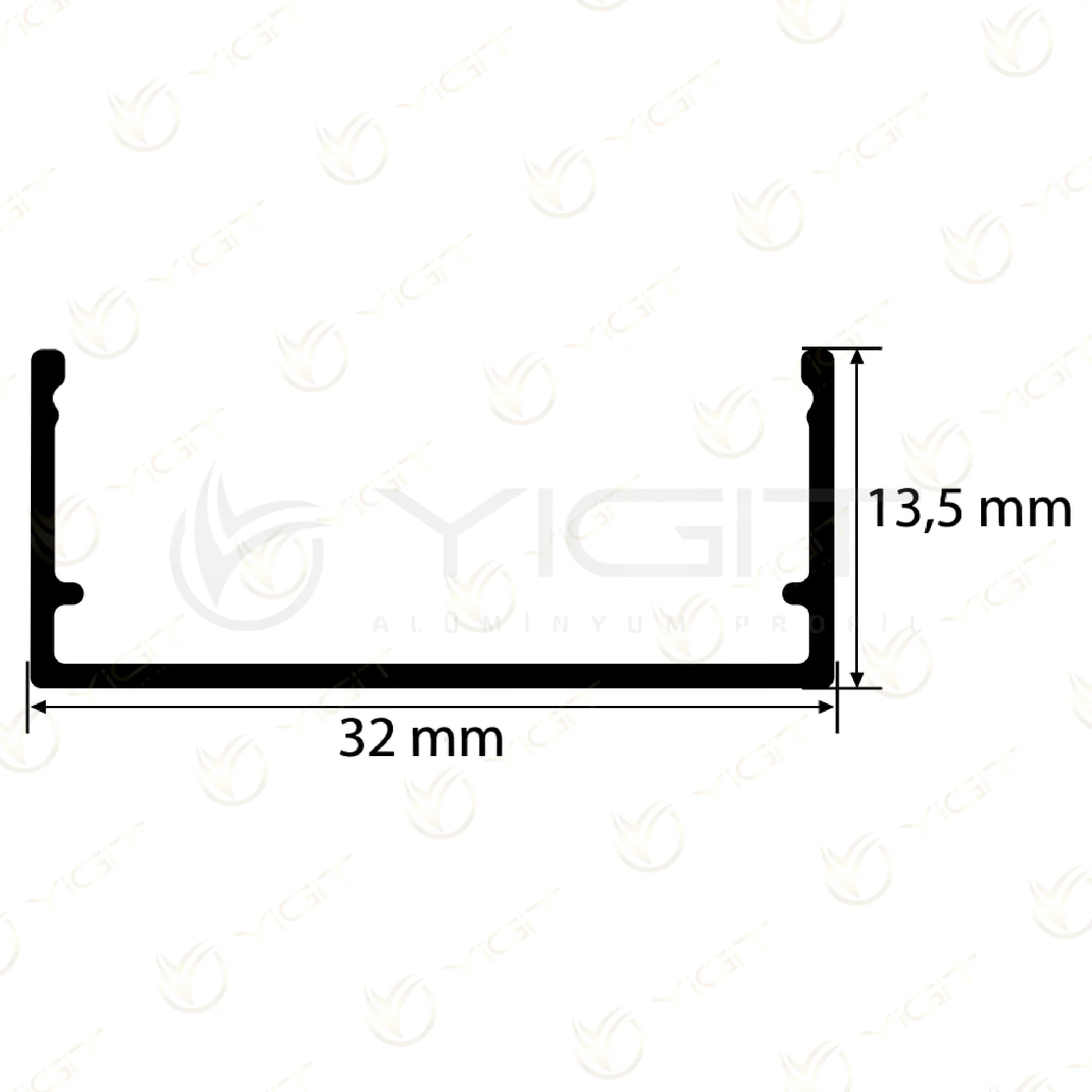 Y6269 · Özgün teknik çizim: 32 × 13,5 mm dış kesit.