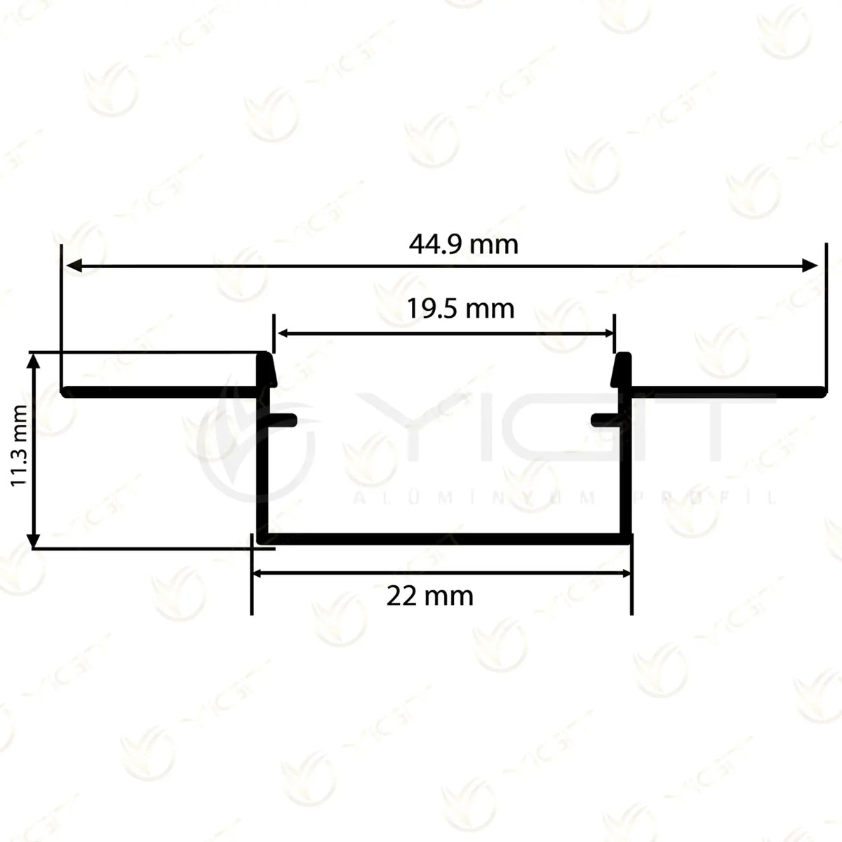 12X45 Kanatlı LED Profili Yiğit Alüminyum