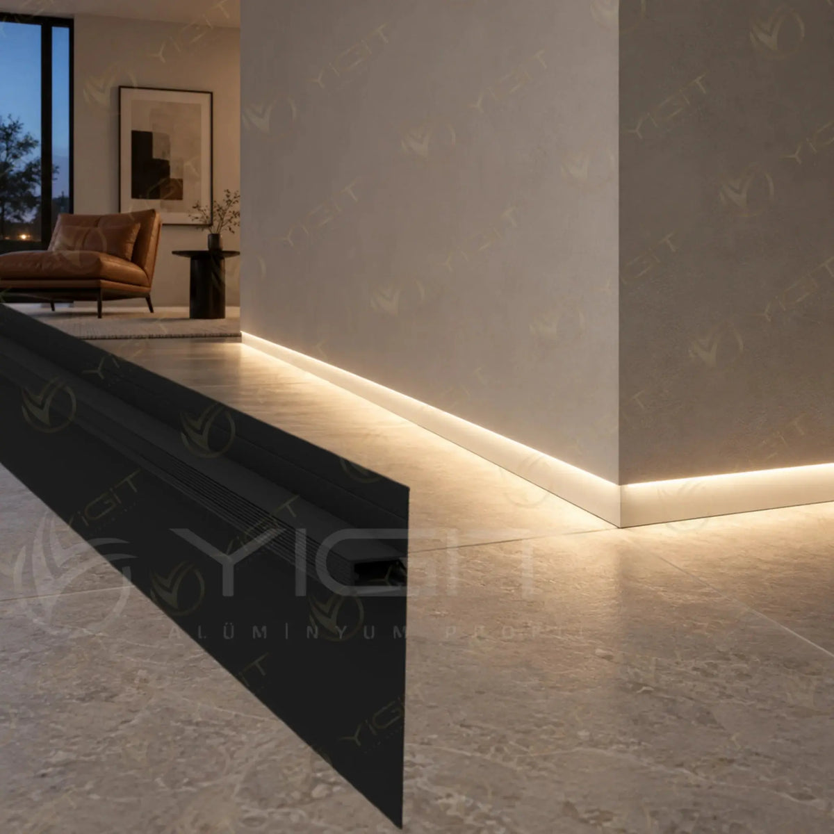 80MM Sıva Altı LED'li Süpürgelik Profili Yiğit Alüminyum