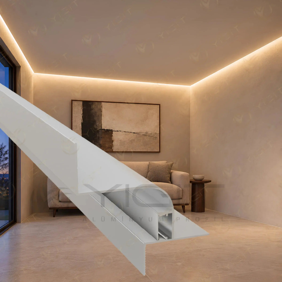 Y6369 Oval Alçıpan Gizli Köşe LED Profili Yiğit Alüminyum